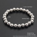 Minimalist 8mm silver stainless steel beaded elastic bracelet with high metal luster - 8mm / Steel