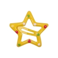 Close-up of a yellow star-shaped hair clip with colorful dots and a sturdy BB snap closure - Style 29-Lemon Yellow with Polka Dots