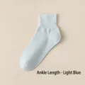 Women short cotton socks light blue summer breathable thin ankle socks casual daily wear - One Size / Quarter / Light Blue