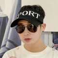 Women black sport sun visor with white SPORT lettering and high quality fabric - Adult / Black