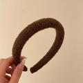 Thick coffee brown teddy fleece headband with a soft textured lamb wool finish - 29# Coffee Teddy Fleece Simple Headband