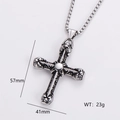 Punk style stainless steel cross pendant necklace with measurements 57mm by 41mm - Cross Design - Pendant Only