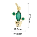Colgante de cactus bañado en oro de 18k con gema verde y medidas detalladas - Estilo Cactus (DZ-139)