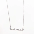 Detalle del collar con colgante mama de acero inoxidable plateado pulido y cadena fina - Plateado