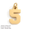 Golden number 5 pendant made of polished stainless steel size 8x14mm for DIY jewelry - Number 5