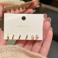 Three pairs of hexagonal 925 silver needle stud earrings in gold, silver, and rose gold - A2005 Gold