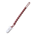 Food grade dusty pink silicone pacifier clip with secure white plastic clasp and loop - Red (With Shark Clip)
