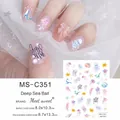 Adesivi per unghie aurora meduse e sirena con motivi marini in stile acquerello - MS-C351 Ballo in Alto Mare