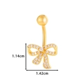 Golden stainless steel belly button ring featuring a crystal-studded bow tie pendant - Hollow Bowknot (3#) / Gold
