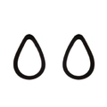 Detail view of pear-shaped matte black stud earrings with minimalist geometric design - 423 Waterdrop / Black