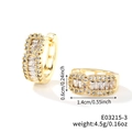 Detail showing dimensions of gold-plated hoop earrings with rectangular cubic zirconia - Gold Base-White Transparent Zirconia
