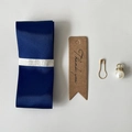 Woven basket accessory set with navy ribbon, thank you tag and pearl charm - Extra Small [10*10*8] / Navy Blue Accessories