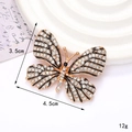 Golden butterfly shoe charm with white rhinestones and black details, size 4.5x3.5cm - D2300-Full Diamond Butterfly Black Lines