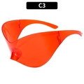 Gafas de sol Y2K futuristas en naranja brillante C3 con diseño deportivo sin montura - Rojo