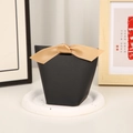 Bolsa de regalo negra minimalista con lazo de satén oro champán para dulces de boda - Negro Pequeño (Superficie Lisa) / Especificación Pequeña