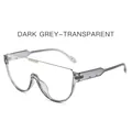 Fashion oversized pilot sunglasses with dark grey transparent frames and clear lenses - Clear Gray Frame Clear Lens