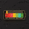 Creative social battery enamel pin with sliding arrow in gold finish for mood tracking - Motion Battery Brooch / Social Motion - Black