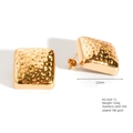 Square hammered texture stud earrings made of 18K gold plated stainless steel - E664-13(Square Hammered)