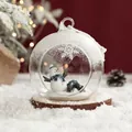 Pallina di Natale in vetro trasparente con pupazzo di neve e decorazione interna mini - Pupazzo di Neve / Sfera di Vetro 8CM