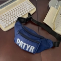Kids trendy dark blue waist bag with white PATYR lettering and adjustable strap - Blue