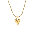 Minimalistische gouden hartketting voor dames met 3D-hanger en gepolijste kralenketting - Hart Ketting (H385) / Goud