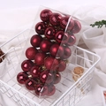 Burgundy Christmas ball set with matte and glitter finishes in clear PVC box - 4cm/36Pcs / Burgundy