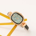 Montre élégante pour femme en or rose avec strass et cadran vert effet marbre - Vert