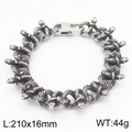 Vintage punk style snake head link bracelet in titanium steel with detailed scales - 21cm / Realistic Snake Head Distressed (KB166081-KJX)