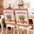 Christmas chair covers with snowbells pattern and red candy cane striped borders - Christmas SNOWBELLS (YTM2-14)