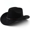 Classic black faux suede cowboy hat with turquoise studded leather band decoration - Black