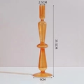 Elegante portacandela in vetro ambrato alto 31,5 cm per decorazioni domestiche moderne - Anello singolo / Giallo