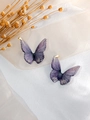 Colgantes de mariposa de resina DIY con purpurina dorada y degradado púrpura y gris - 1 par / Morado