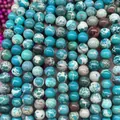Polished round imperial stone beads in peacock green and blue for DIY jewelry - Dark Amazonite Emperor Stone