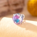 Clou d'oreille 8MM en acier titane avec zircon bicolore et fermoir à vis argenté - Dégradé Bleu Rose Rouge (A349-4) / 8mm (Pièce Unique)