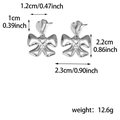 Silver bow heart earrings in 14K plating with detailed dimensions and weight specifications - Large Heart Bowknot Dangle / Silver