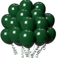 20Pcs 10-inch dark green matte latex balloons bundle with matching green ribbons - Christmas Dark Green