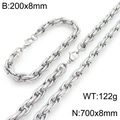 Silver stainless steel twist rope chain necklace and bracelet jewelry set in silver - Steel Color Twisted Rope Chain Set (KS226831-Z)