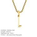 14K gold plated stainless steel necklace with heart-detailed letter L pendant - Letter I / 38+5cm / Gold