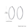 Polished 18k gold plated 35mm stainless steel hoop earrings for women 2.5mm thick - 2.5*35mm / Silver