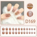 Dunkelrosa Kunstnägel Set mit Glitzer, Perlen und Schleifen-Design Modell D169 - Farbverlauf Kaffee Perle Glitzer (D169)