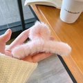 Pink plush hair claw clip for women made of soft faux fur with a warm and cozy aesthetic - Light Pink Plush Hair Claw