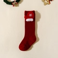 Dettaglio calze natalizie rosse in maglia con guanti 3D e ricamo di fiocchi di neve - XS (0-1 Anni) / Rosso - Guanti Rossi