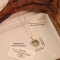 Collana vintage in acciaio inossidabile con ciondolo a cuore a farfalle verde e oro - 4# Cuore