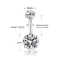 G23 titanium navel ring with double prong-set clear cubic zirconia and curved barbell - 1.6*10mm / Clear White