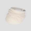 Close-up of elegant cream organza sun hat with pleated chiffon detailing for women - Off-white