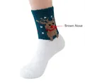 Thick warm coral fleece Christmas socks featuring teal reindeer pattern design - One Size / Blue Elk