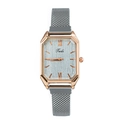 Orologio quadrato da donna elegante con cassa oro rosa e cinturino magnetico grigio - Bianco