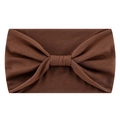 Coffee brown knotted wide headband for women made of soft elastic fabric for yoga - Coffee