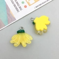 Close-up of a realistic resin yellow banana pendant with a silver metal hanging loop - Yellow Resin Short Banana / 19*18mm
