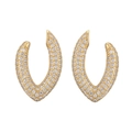 Elegant 18K gold-plated U-shaped zircon earrings with minimalist pavé setting - Gold